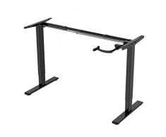 ALLDREI Scrivania regolabile in altezza, telaio del tavolo regolabile a manovella, fino a 121 cm, 70 kg, telaio del sedile a 2 livelli (nero)