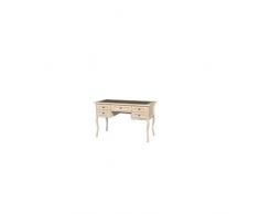 Estea Mobili - SCRIVANIA TAVOLO LEGNO PIANO PELLE AVORIO ANTICATO COUNTRY COLLECTION - 1136F