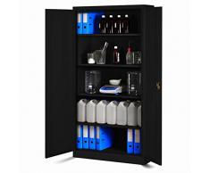 Armadio Metallico Jan Nowak - Set Di 3, Grigio, 195x90x40 Cm, Per Ufficio E Archivio - Foto 4