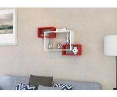 IBIZA Mensola da muro - Bianco / Rosso - Mensola Parete - Mensola Libreria - Scaffale pensile per studio / soggiorno in un design moderno
