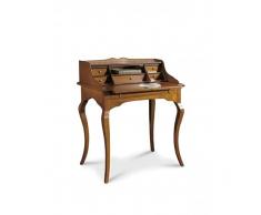 Mar.c.a. Design - Scrittoio Classico con 6 Cassetti in Legno di Pioppo Noce Scuro Elegante e Shabby Chic, Mobile Arte Povera Made in Italy - Misura 78x50x95h