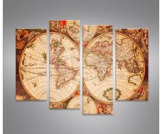 World Map -4er Quadri moderni intelaiati - pronti da appendere - Fotografia formato XXL - Stampa su tela - Quadro x poltrone salotto cucina bagno mobili ufficio casa