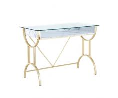 Ginhow Make Up Table | Piccola toeletta con cassetti | Toletta senza specchio | Scrivania bianca in vetro | | moderna toletta Scrivania per computer per home office