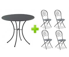 EMU Tavolo Esterno Pigalle Diametro 80 CM Art. 907 + 4 POLTRONE Pigalle Colore Grigio Antico - Marchio