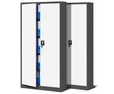 Jan Nowak Set di 2 Armadio da Ufficio C001 Archivio per Officina in Metallo Verniciato a polvere Chiudibile 185 cm x 90 cm x 40 cm (Antracite-Bianco)