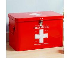 FNB Casa di Cottura in Metallo Vernice Scatola di Medicina Extra Large Doppio Strato Ambulatoriale Organizzatore di archiviazione Medica Kit di Pronto Soccorso per la casa, Blocco Rosso
