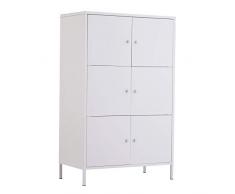 homcom Armadio Mobile Archivio in Metallo per Ufficio Casa Garage con Ante e 3 Ripiani 65x36x105cm Bianco