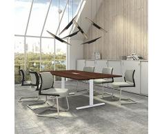 Weber Büro Easy - Tavolo da conferenza, 240 x 120 cm, in legno di noce con impianto elettrico, colore: Bianco