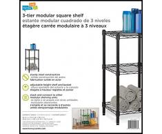 Honey-Can-Do shf-02218 3-Tier scaffalatura in acciaio cavo di Torre unit, Metallo, Nero, 14 x 15 x 76