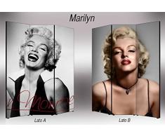 Lupia Separè bifacciale Artistico Divisorio Telaio 3 Ante con Stampa su Tela Marylin Monroe 176x3.2x135.6 cm