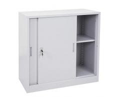 Mendler Arredo Ufficio archivio classificatore HWC-F41 Acciaio Ante scorrevoli 45x90x90cm Grigio