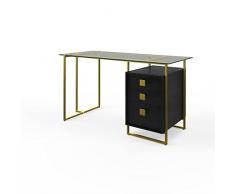 Dorel Home Atherton Scrivania, Metallo Vetro, Oro, 75.5 x 141 x 64.5 cm