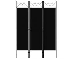 vidaXL Paravento a 3 Pannelli Divisorio Separè Pannello Byobu Pieghevole Schermo Separatore Ambienti Interni Protezione Privacy Nero 120x180 cm