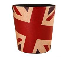 MIAOJI Pattumiera, Vintage World Map Tower Flag Pattern Cestino di Carta in Pelle PU Pattumiera Pattumiera Pattumiera per Ufficio Domestico Tipo 1