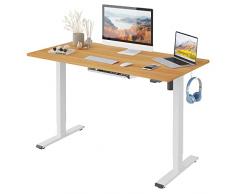 FLEXISPOT EG1-SET Scrivania Regolabile in Altezza Standing Desk Scrivania Elettrica Scrivania Motorizzata Telaio in Acciaio Solido a 2 stadi per Lavorare da Casa (100 * 60cm,Bianco+Acero)