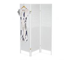 Relaxdays Paravento in Legno e MDF, 3 Ante, per Interni, Separè per Privacy, Pannello Divisorio, HxL: 176x132cm, Bianco