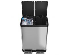 iTouchless Softstep 16 Gallon Step pattumiera/gettacarte - 61 litro Cucina Cestino in Acciaio Inox - 2 8-Gallon Secchio Interno Estraibile - Ideale per Cucina, Ufficio, casa