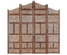 vidaXL Divisorio con 4 Pannelli Separè Speratore Paravento Richiudibile Mobili Arredamento Marrone 160x165 cm Legno Massello di Mango