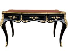 Casa Padrino Lussuosa scrivania barocca 3 cassetti e Applicazione in Metallo Massiccio Nero/Oro/Bordeaux 141 cm - segretario Barocco