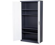 HOMCOM Armadio da Ufficio Magazzino Officina con Serratura a 2 Chiavi 5 Ripiani Regolabili Metallo 180x90x40 cm Bianco