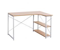 WOLTU TSB11hei Scrivania Libreria Tavolo da Lavoro PC Computer Scaffale Moderno in Acciaio Legno 3 Ripiani Ufficio Studio 120x74x71,5 cm