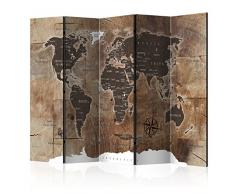 murando Paravento Mappamondo Legno 225x172 cm Stampa unilaterale su Tela in TNT Parete Divisoria Interno Separatore Stanza Pieghevole Decorazioni Marrone k-C-0050-z-c