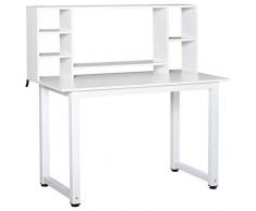 homcom Scrivania Ufficio e Casa per Computer con Scaffale e Ampio Piano di Lavoro, Struttura Legno e Metallo 120x60x125cm, Bianco