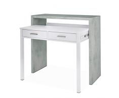 13Casa Granada B08 Scrivania Allungabile, 99 x 36 x 88 cm, Bianco/Grigio