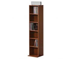 [en.casa] Scaffalatura per CD 90 x 20 x 20 cm Sistema di archiviazione per Dvd Libreria 6 Mensole Effetto Noce