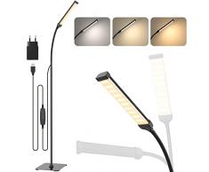 iFalarila Lampada da Terra 120 LED 10W, Piantana con 3 di Colore e 10 Luminosità, Lampada a Stelo Flessibile a Collo doca per Soggiorno, Camera da Letto, Ufficio(Nero)