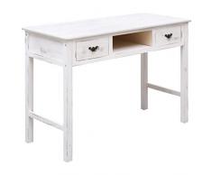 vidaXL Tavolo Consolle Cassetti e Scomparto Ingresso Moderno Elegante Robusto Scrivania Tavolino da Salotto Bianco Anticato Legno Pioppo e Paulownia