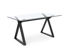 Decorspace Scrivania modernaJob porta pc da ufficio e cameretta in vetro 150 cm (Nero)