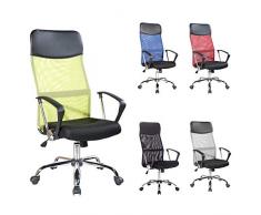 Rebecca Mobili Sedia Scrivania, Poltrona Ufficio Smart Working, Nera Verde, Schienale Traforato PU, Girevole Ergonomica - Misure: 113/123x57,5x58,5 cm (HxLxP) - Art. RE6542