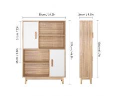 Homfa Armadietto Legno Mobile Soggiorno 4 Ripiani 2 Ante Mobili con Gambe da Ufficio e Casa Rovere 119 ×80 × 24 cm