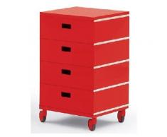 Magis Cassettiera 4 cassetti su ruote MAGIS PLUS UNIT colore rosso