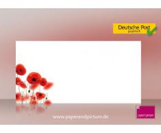 paperandpicture.de - Set composto da 20 fogli di carta da lettere e 20 buste in formato DIN lungo, con motivo: papaveri