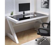 FAANAS Scrivania in Vetro temperato Scrivania per LUfficio di casa Scrivania per Il Gioco Design Moderno Scrivania per Studenti Postazione di Lavoro Personale(31 inch, Black & White)