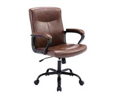 DYHOME Sedia da Ufficio, Sedia Ufficio Ergonomica, Sedie e poltrone da ufficio, Regolabile Sedia Ufficio, Girevole Sedia Scrivania, Funzione di Inclinazione Libera, Max Portata di 150 kg,marrone