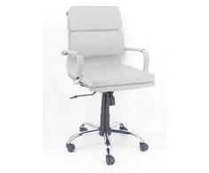 Italian Concept Mito Poltrona Dirigenziale In Finta Pelle, 57 X 60 X 93/101, Bianco/Cromato