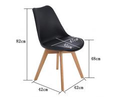 EGGREE Set di 4 Tulip Pranzo/Ufficio Sedia con Gambe in Quercia Massiccio, (TM) Sedie Senza Braccia Imbottita di Design per Il Massimo Comfort - Nero
