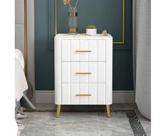 Comodino moderno per camera da letto, mobiletto portaoggetti in pelle da ripiano in marmo, maniglia in metallo con 3 cassetti, per comodini da corridoio per camera da letto dellufficio domestico