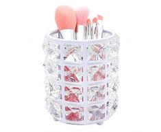 Sipliv porta pennelli per trucco portapenne in cristallo fatto a mano matita per sopracciglia collezione di penne portaoggetti cosmetici per vanity bagno ufficio scrivania organizer - rotondo, bianco