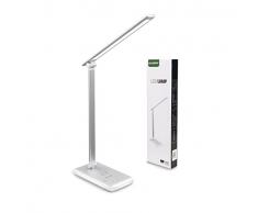 SOLMIRA Lampada da Scrivania con Base di Ricarica Wireless, 42 LED, Argento, Certificato CE e RoHS