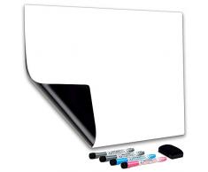 Lavagna Magnetica Cancellabile a Secco A3 + Menu Frigorifero da Cucina Lista della Spesa Promemoria Suggerimento Piano Giornaliero Graffiti per Bambini Include 4 Pennarelli e 1 Cancellino