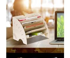 Organizzatore di file di legno scrivania, fai da te in legno fatto a mano da scrivania Organizzatore di forniture per ufficio scrivania accessori da scrivania Organizzatore 7 strati di file vassoio ti