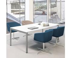 Weber Büroleben GmbH - Tavolo professionale per riunioni, 180 x 80 cm, NOVA U 4-6 persone, colore: Argento