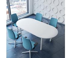 Optima 4-6 Pers - Tavolo da riunione, ovale, 200 x 100 cm