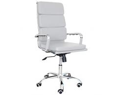Italian Concept Mito Poltrona Presidenziale In Finta Pelle, 107.5-117.5 X 61 X 56, Bianco/Cromato