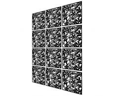 Set di 12 pannelli divisori da appendere, Pannello Schermo in legno-plastica, per soggiorno, sala da pranzo, studio e salotto, hotel, bar, decorazione da 40 x 40 cm (Nero)