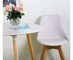 Set di 4 Tulip pranzo / Ufficio Sedia con gambe in faggio massiccio, EGGREE Sedie senza braccia imbottita di design per il massimo comfort - Bianco